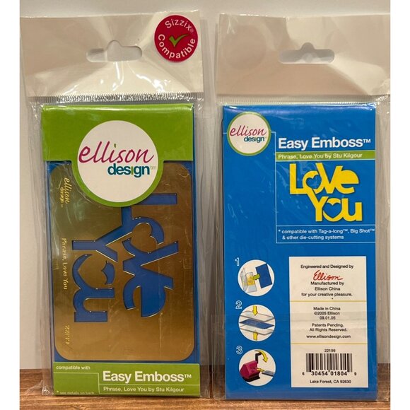 22199 Sizzix Ellison Design Easy Emboss Love You Stencil By Stu Kilgour - Picture 1 of 2